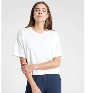Athleta Zephyr white Short Sleeve Top Small oversized crop tee S